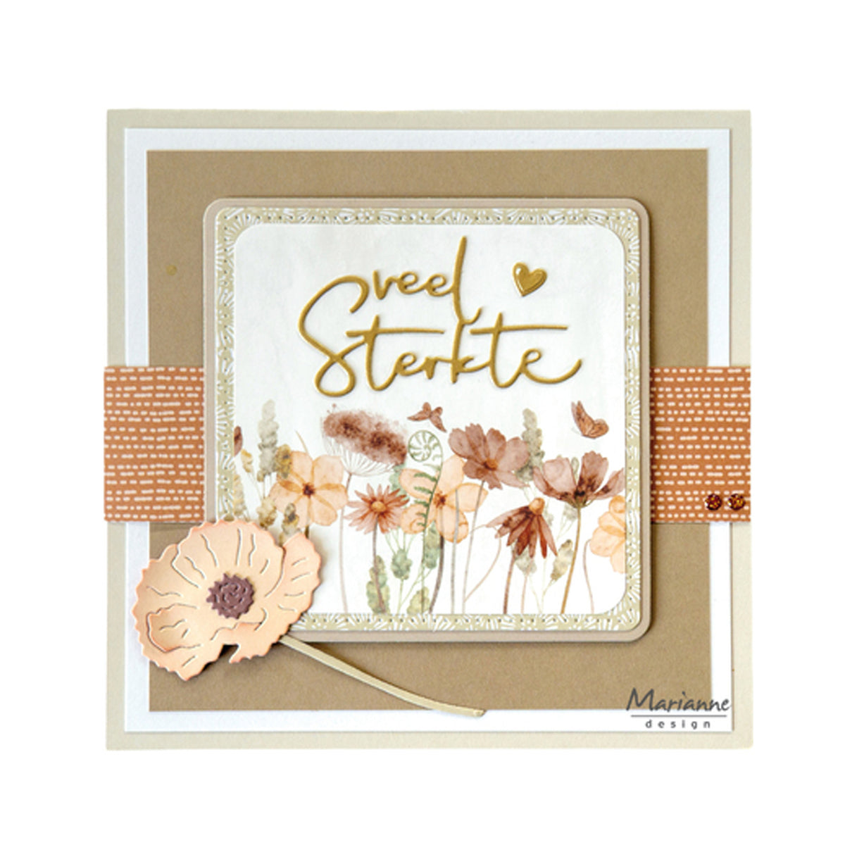 Marianne Design VK9660 Earth Tones knipvel met ronde en vierkante bloemenafbeeldingen in zachte natuurtinten.