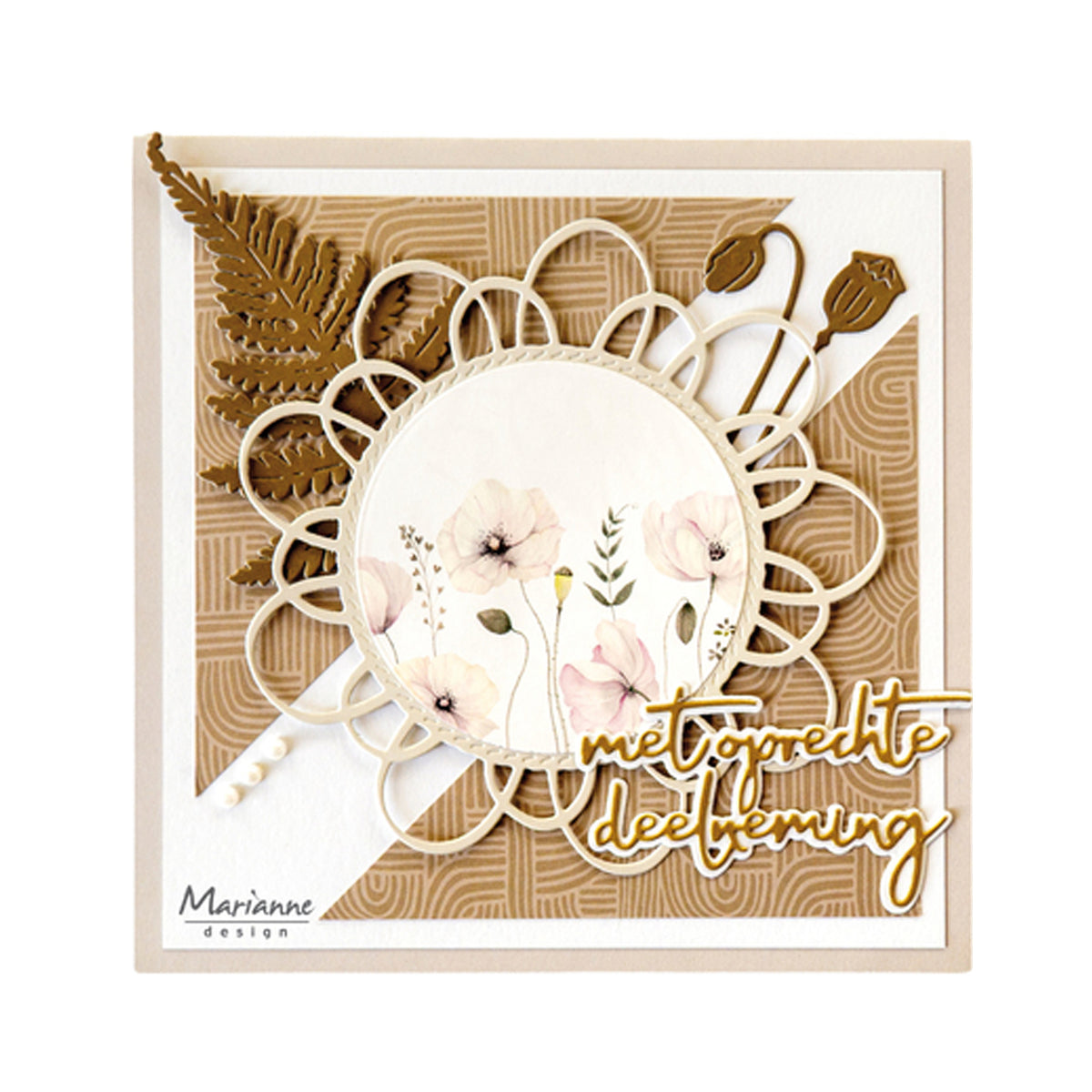 Marianne Design VK9660 Earth Tones knipvel met ronde en vierkante bloemenafbeeldingen in zachte natuurtinten.