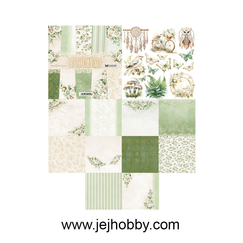paperpack white roses 20,3x20,3 cm
