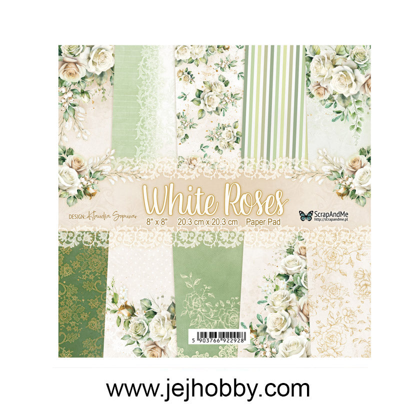 WR-14, scrap and me white roses, jej hobby
