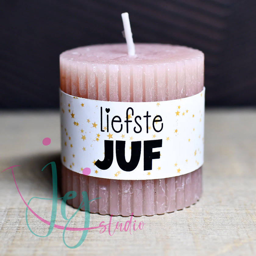 mini ribbel kaarsje met tekst liefste....