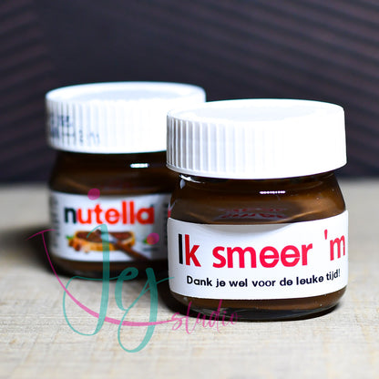 mini nutella potje met tekst Ik smeer 'm.