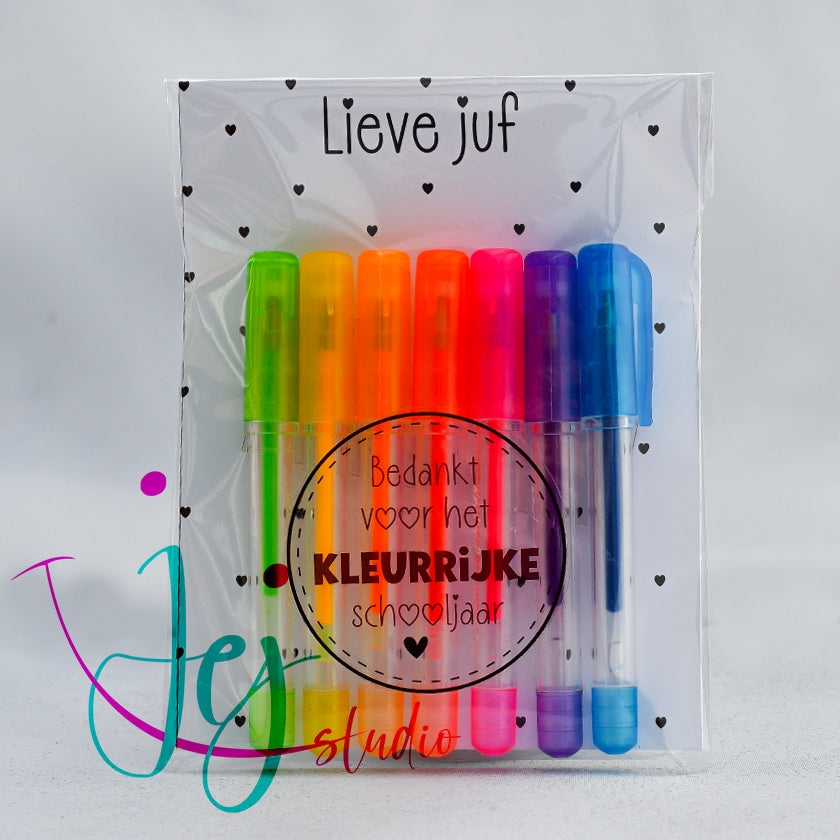 gelpennen kleurrijk schooljaar