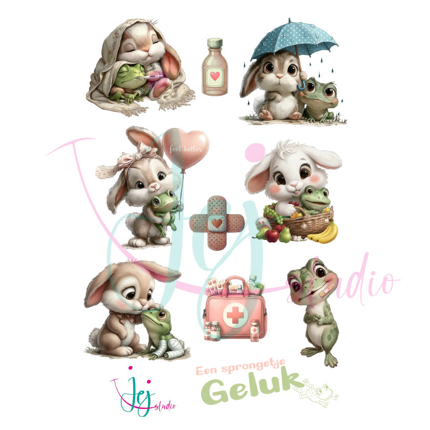 Knipvelpakket Een sprongetje geluk met 5 A4 vellen