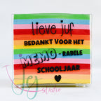 Memoblok bedankt voor het memo-rable schooljaar