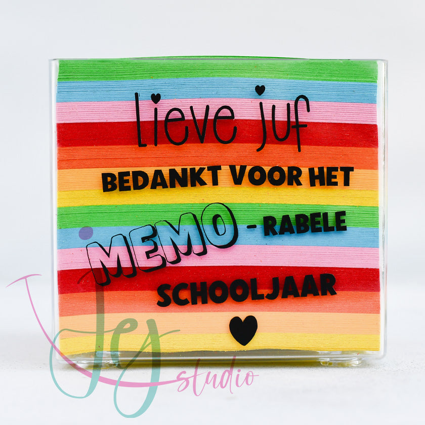 Memoblok bedankt voor het memo-rable schooljaar