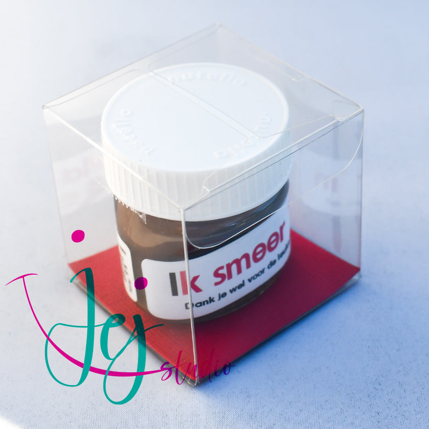 mini nutella potje met tekst Ik smeer 'm.