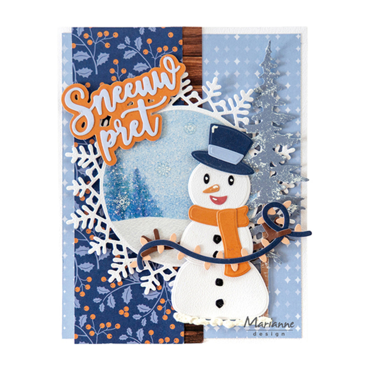 Voorbeeld gemaakt met de Marianne Design Paper Pad Frosty Winter PK9226 dubbelzijdig 200 gram