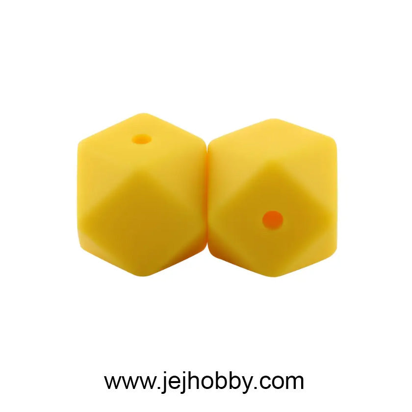 siliconen hexagon kraal geel, jej hobby