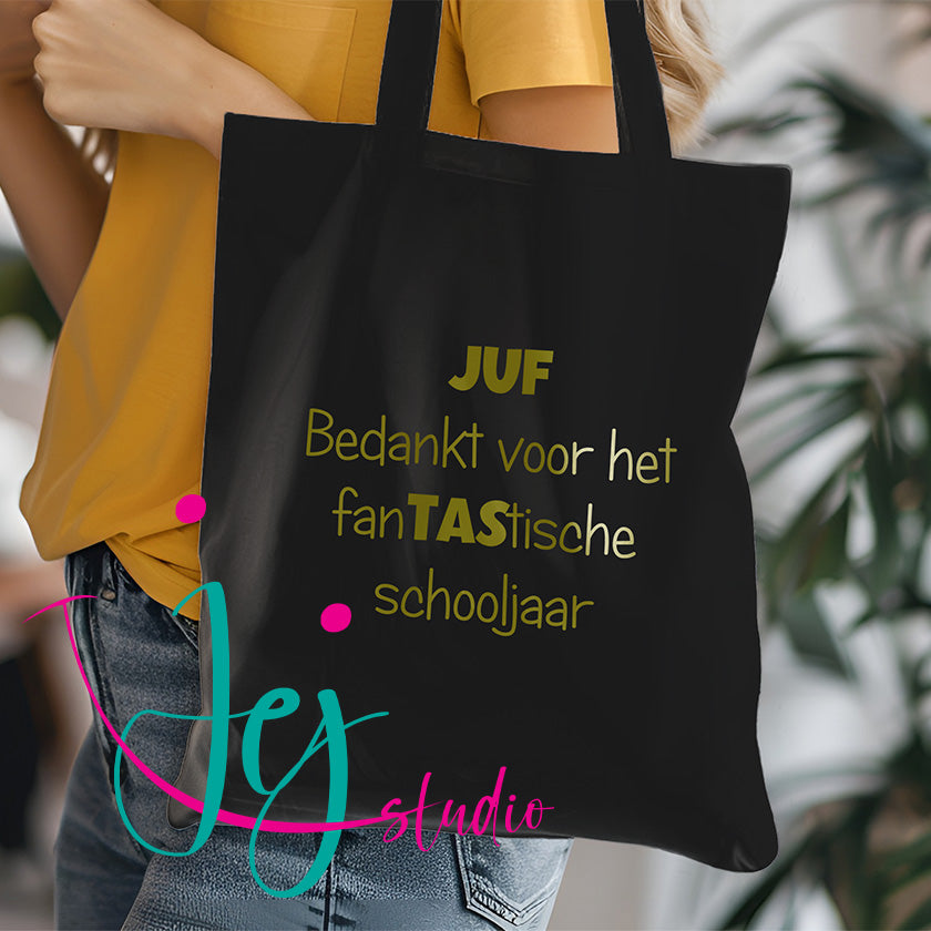 Lusdraagtas met tekst fanTAStische schooljaar