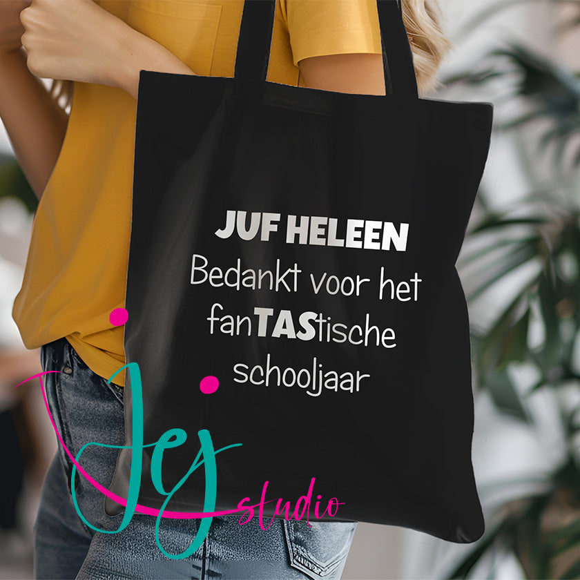 Lusdraagtas met tekst fanTAStische schooljaar
